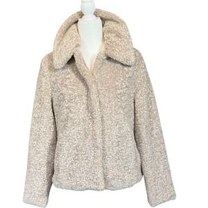 Banana‎ Republic Jacket Women's Size M Taupe Faux Sherpa Old Money Holiday